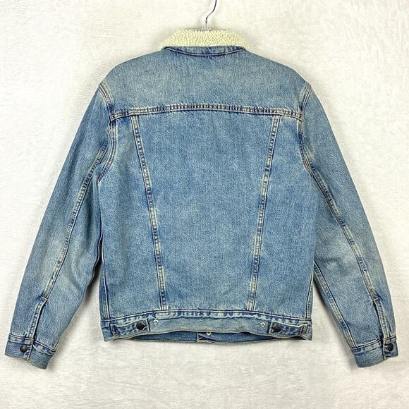 Levis Type III Sherpa Trucker Denim Jacket Mens M Faded Western Classic Retro - Picture 6 of 13